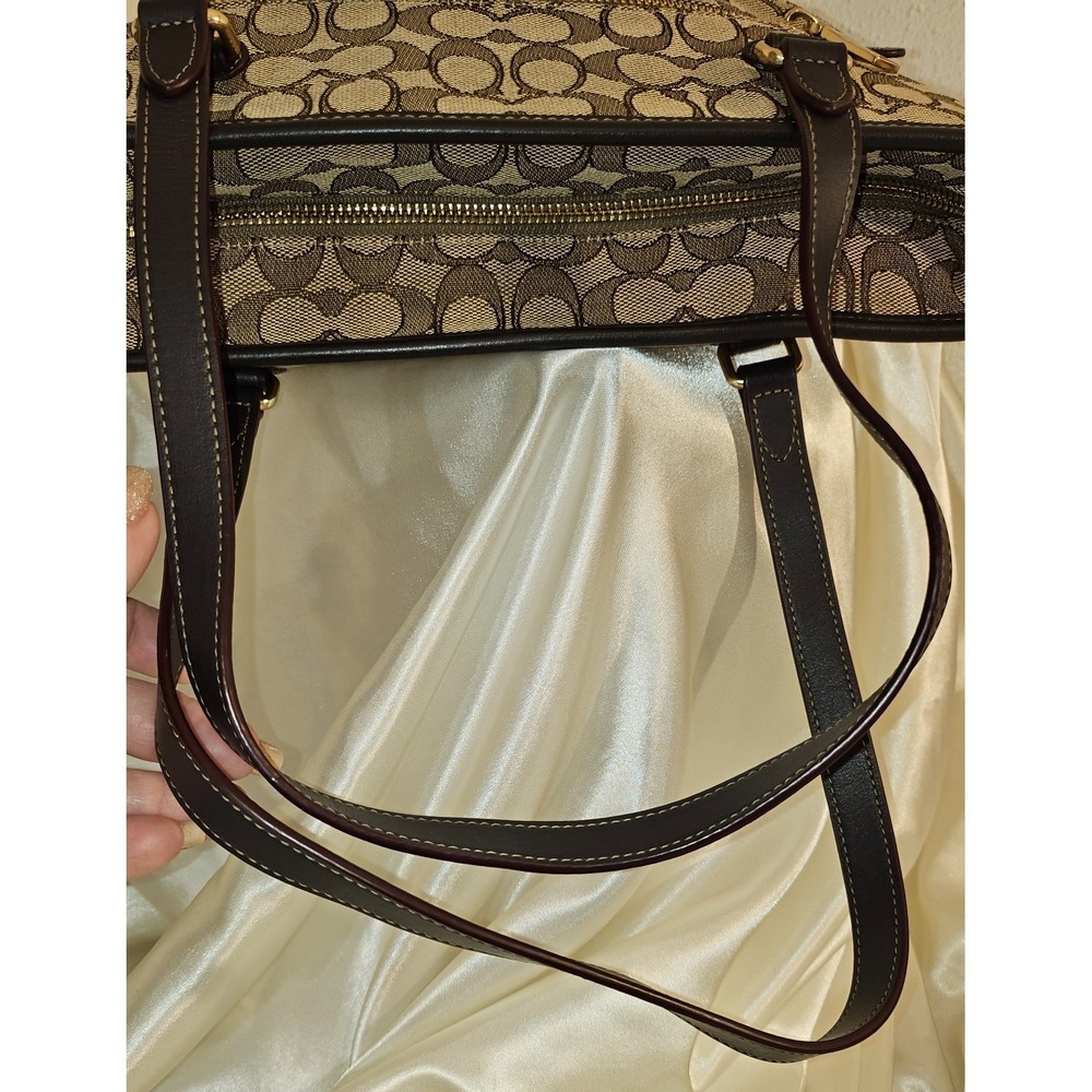 Coach Tote Signature "C" Jacquard/Leather/ Beige/Brown/Gold accents - Picture 11 of 16